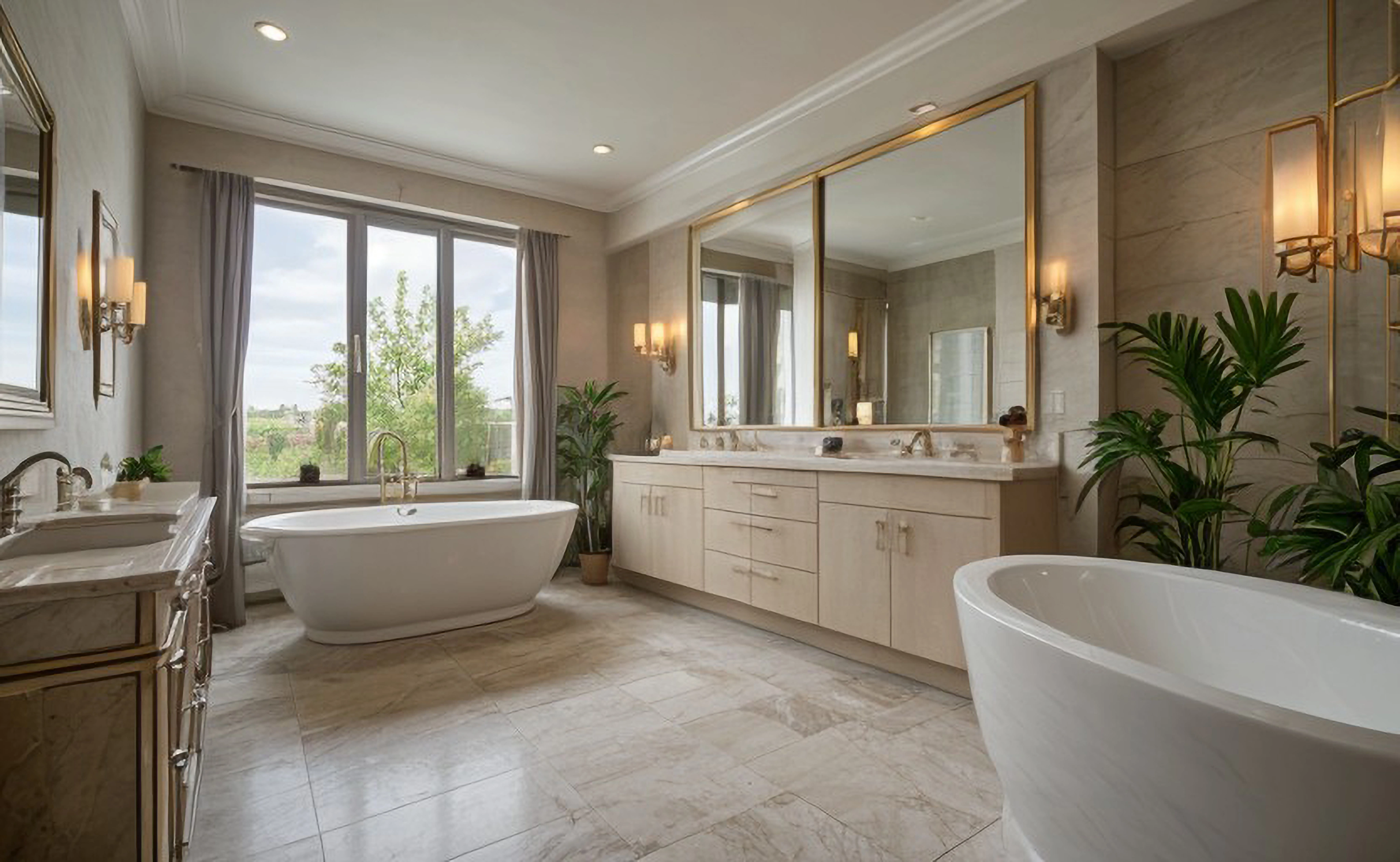 Elegant art deco bathroom with gold accents and marble